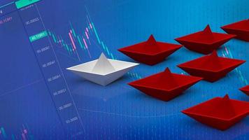 white paper boat and red  for business concept 3d rendering photo
