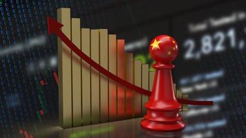 The Chinese chess and chart  on business background 3d rendering photo