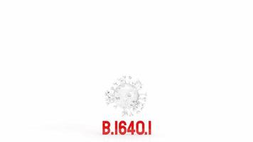 The clear virus and red text b.1640.1 on white background  3d rendering photo