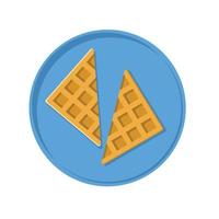 Waffle on Plate Flat Illustration. Clean Icon Design Element on Isolated White Background vector