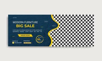 Modern furniture sale social media cover page Promotion banner template. vector