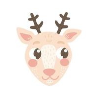 Cute deer head. Vector hand drawn cartoon illustration.