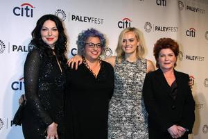 LOS ANGELES, MAR 14 - Laura Prepon, Jenji Kohan, Taylor Schilling, Kate Mulgrew at the PaleyFEST, Orange is the New Black at Dolby Theater on March 14, 2014 in Los Angeles, CA photo