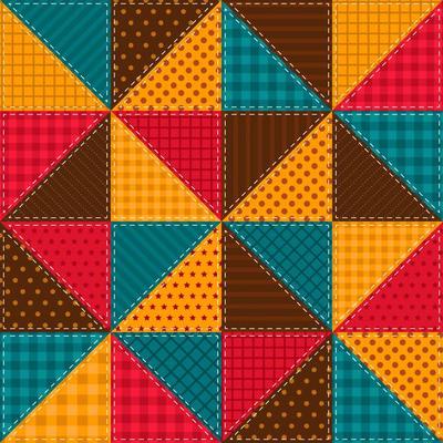 Colorful patchwork pattern in retro style for textiles, paper, covers