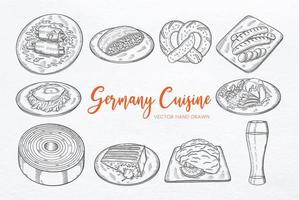 germany cuisine set collection with hand drawn sketch vector