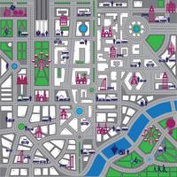 Vector map of city urban, structure, street, road