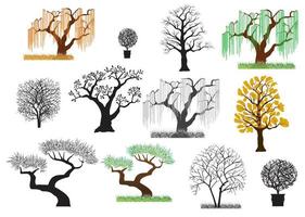 Vector trees on a white background