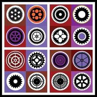 A mosaic consisting of gear of different color vector