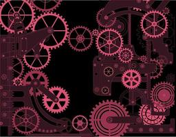 Elements of mechanism on a red background vector