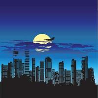 Silhouette of city on a background nightly sky vector