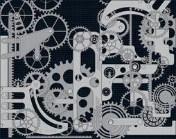 Elements of mechanism on a black background vector