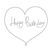 Happy birthday heart hand drawn vector