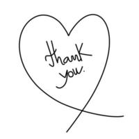 Hand drawn heart thank you vector