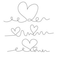 one line heart collection vector