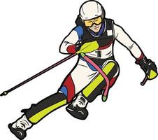 Sport woman Ski binding slalom vector