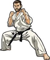 postura de espera de karate lista para pelear vector