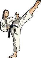 Karate girl kick vector