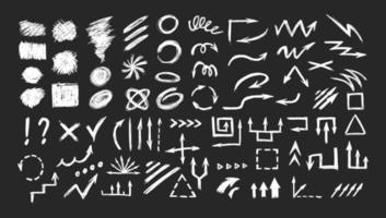 design elements set, arrows and handwriting. doodle pen set. drawing hand set. sloppy sketches for the site - pointers, sales funnel, analysis. vector set in flat style - growth, direction