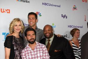 LOS ANGELES, AUG 1 - Yvonne Strahovski, Zach Levi, Mark Christopher Lawrence, Joshua Gomez front arriving at the NBC TCA Summer 2011 Party at SLS Hotel on August 1, 2011 in Los Angeles, CA photo