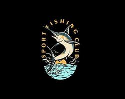 sport fishing club badge logo vector