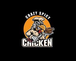 Crazy Spicy Chicken Mascot Logo vector