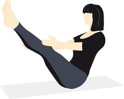 ilustración de una chica de negro haciendo yoga vector