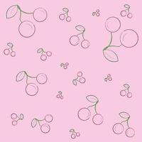 pattern with cherries with leaf vector