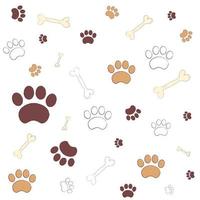 pattern with dog paws and bone vector