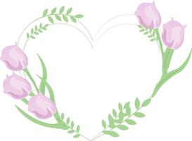 frame with heart shaped flowers vector