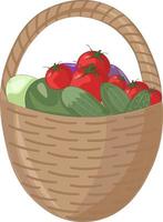 basket with vegetables vector