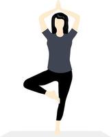 ilustración de una chica de negro haciendo yoga vector