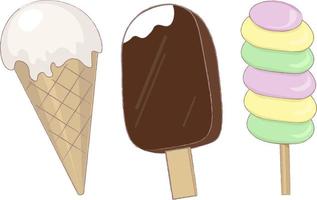 conjunto de ilustración de diferentes helados vector