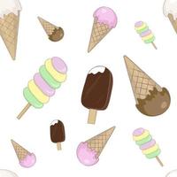 seamless pattern with colorful ice cream vector