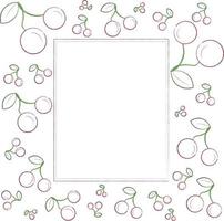 frame with cherries and leaves vector