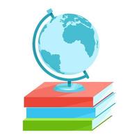 Blue globe stands on books vector