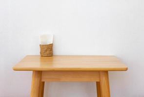 Wooden desk for work space photo