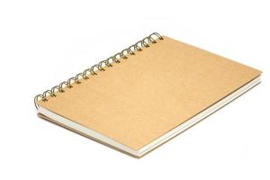 Recycled paper notebook front cover on white background photo