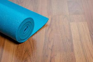 Blue yoga mat photo