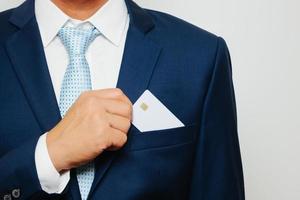 Man holding holding blank credit card photo