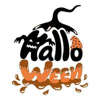ilustración de vector de halloween diseñada en estilo de garabato en tonos negros y naranjas sobre fondo blanco para decoraciones temáticas de halloween, patrón de camiseta, diseño de bolso, taza, patrón de tela, diseño de camiseta