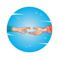 Giving a helping hands of man and woman design vector illustration