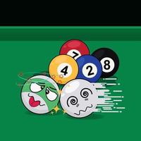 Billiard  balls collide character cartoon vector illustration. Suitable for banner, web landing page, sticker