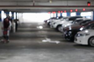 Abstract blur car parking lot interior for background photo