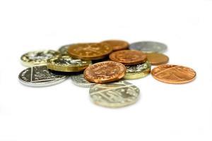 British currency coins isolate on white background. photo