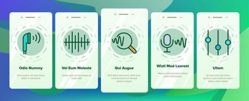 Frequency Pulse Wave Onboarding Icons Set Vector