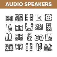 Audio Music Speakers Collection Icons Set Vector