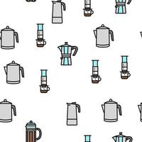 Coffee Make Machine And Accessory Vector Seamless Pattern