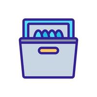 washed dishes in dishwasher icon vector outline illustration