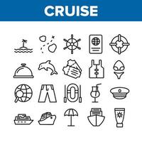 iconos de elementos de colección de viajes de crucero establecer vector