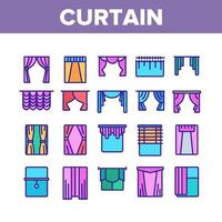 conjunto de iconos de elementos de decoración de colección de cortinas vector